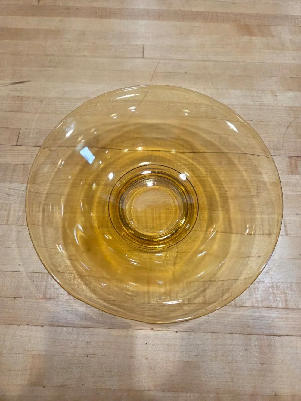 Vintage Blenko Amber Glass 10 Inch Flared Console Serving Bowl Mid Century Moder